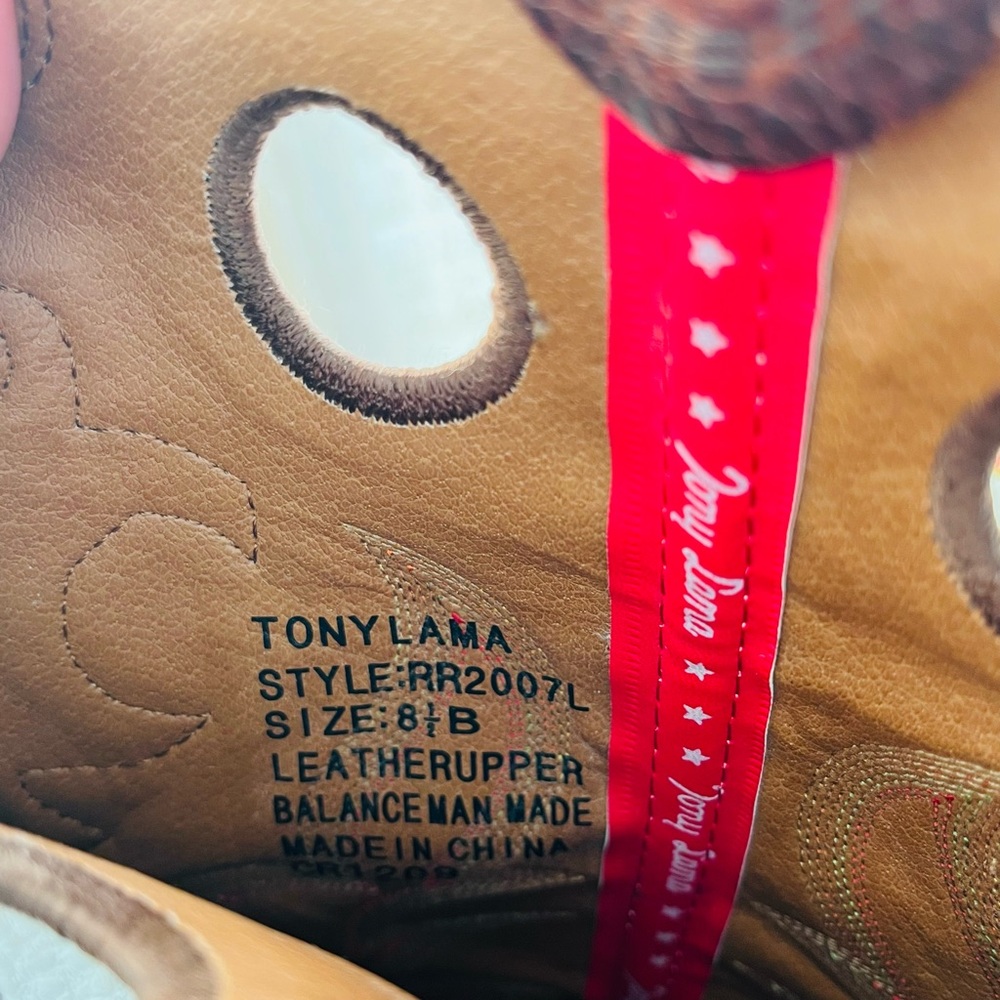 Tony Lama Tall White and Brown Western Boots - Picture 4 of 9